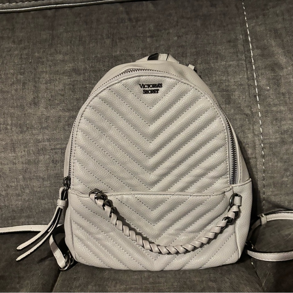 Victoria's Secret Grey Quilted Mini Backpack